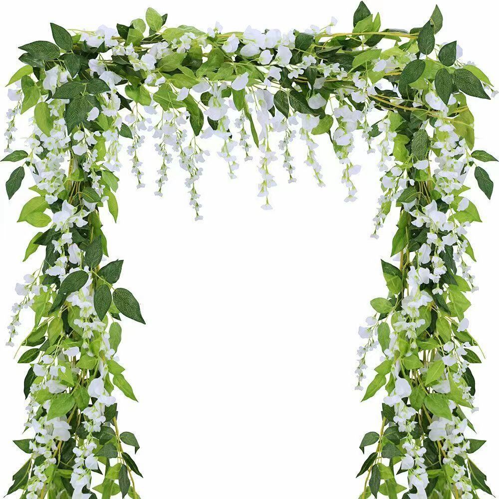 5 PCs Artificial  Wisteria Garland for wedding party Christmas home office decorations