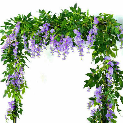 5 PCs Artificial  Wisteria Garland for wedding party Christmas home office decorations