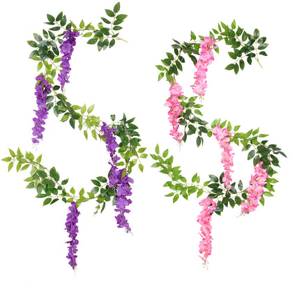 5 PCs Artificial  Wisteria Garland for wedding party Christmas home office decorations