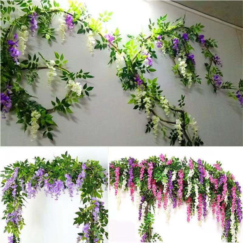 5 PCs Artificial  Wisteria Garland for wedding party Christmas home office decorations