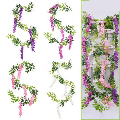 5 PCs Artificial  Wisteria Garland for wedding party Christmas home office decorations