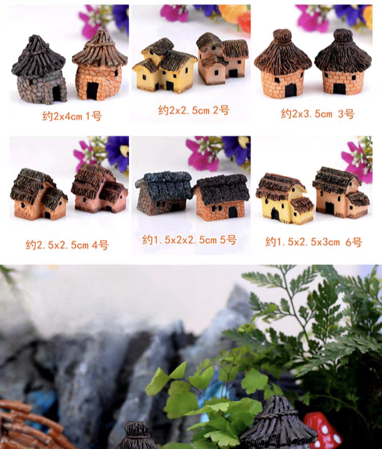 Resin miniature houses 6pcs for outdoor decor