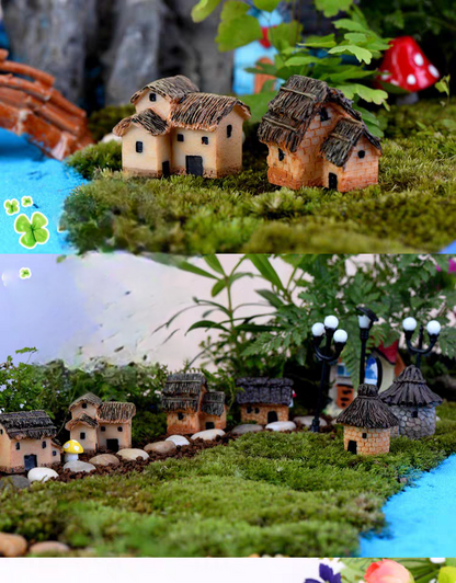 Resin miniature houses 6pcs for outdoor decor