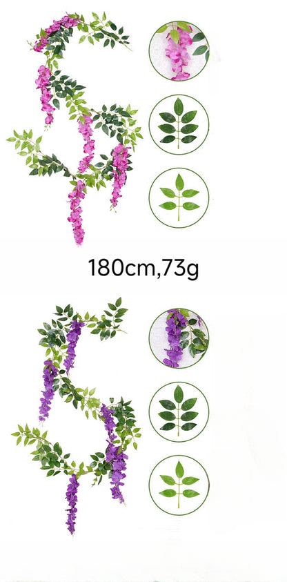 5 PCs Artificial  Wisteria Garland for wedding party Christmas home office decorations