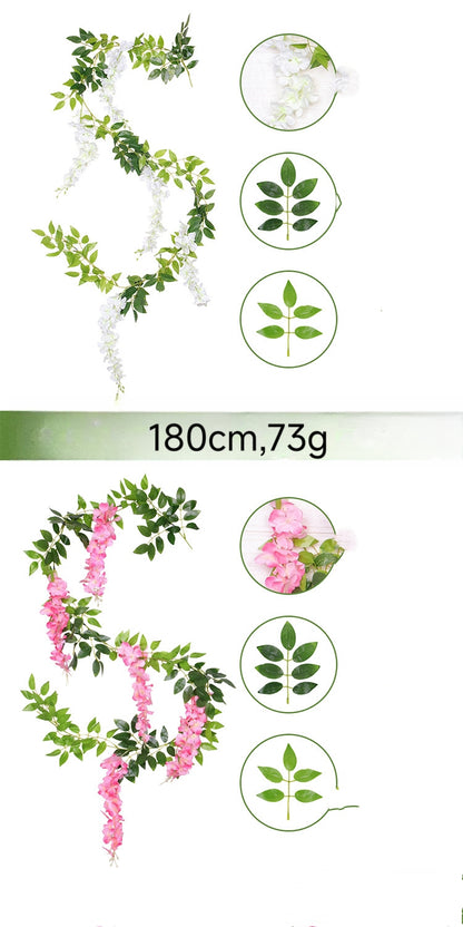 5 PCs Artificial  Wisteria Garland for wedding party Christmas home office decorations