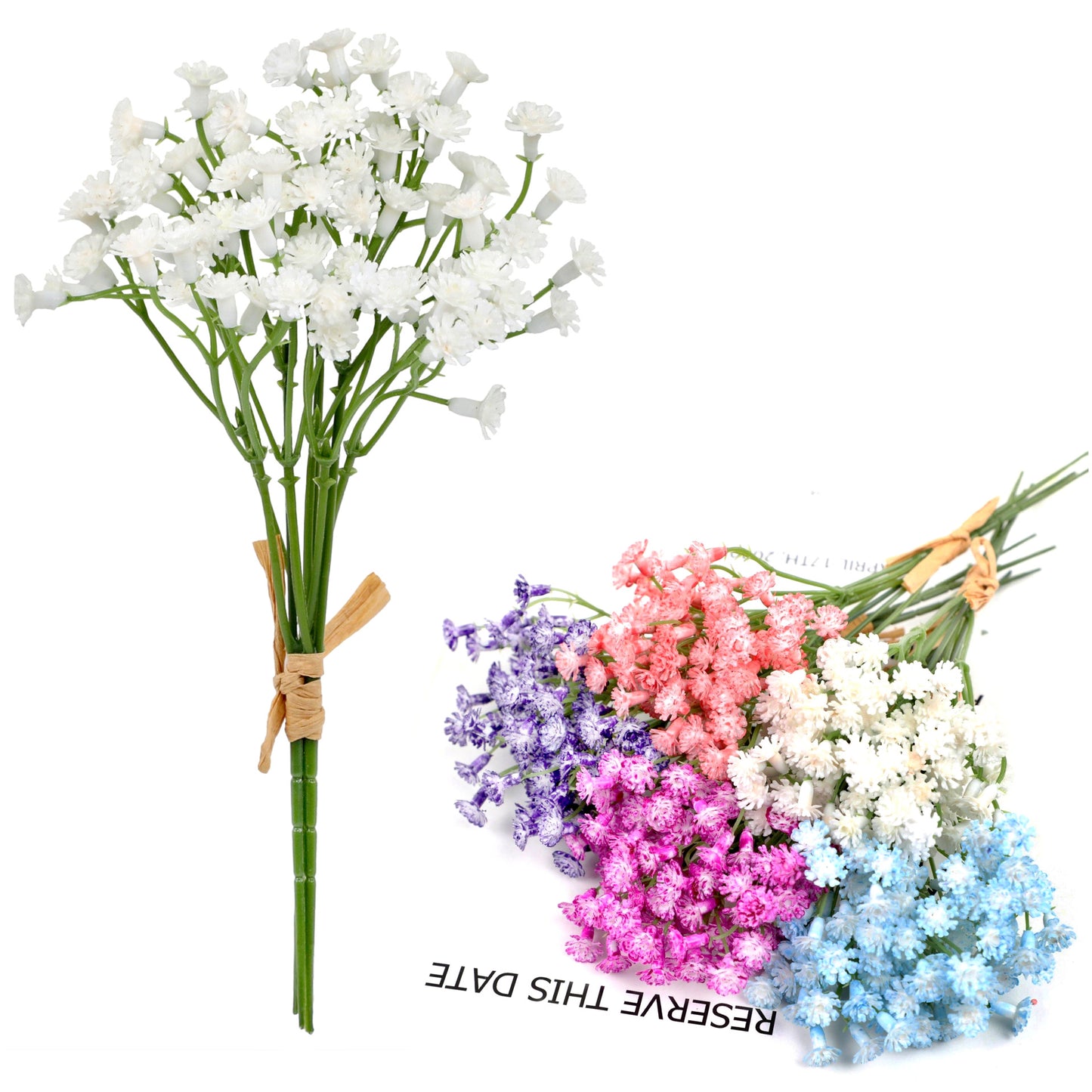 Babys Breath Artificial Flowers, Fake Flowers Gypsophila Bouquet Fall Flowers Artificial for Decoration, Real Touch Silk Flower for Wedding Christmas DIY Party Home Garden Office