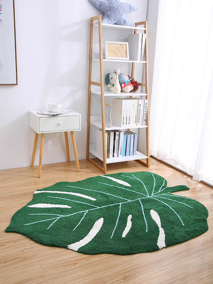 Turtle Leave Monstera Shape Polyester Cashmere Imitation Rug