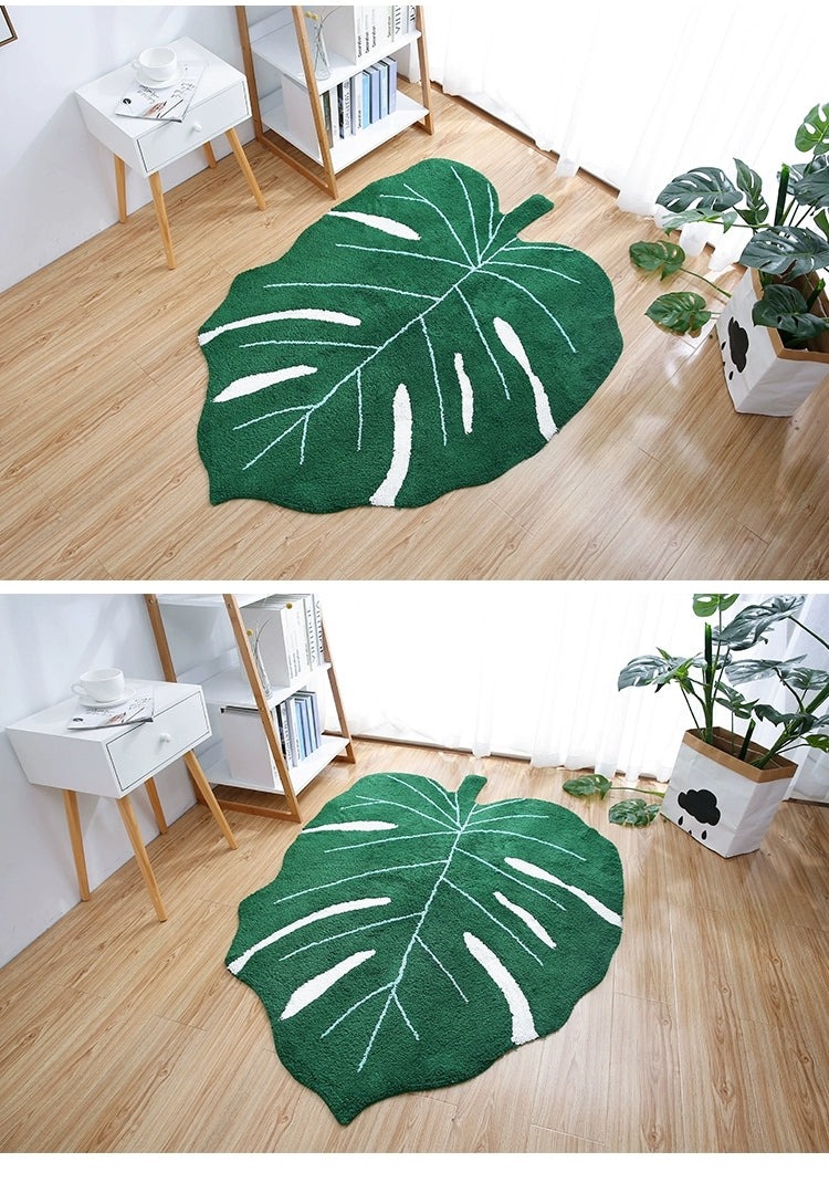 Turtle Leave Monstera Shape Polyester Cashmere Imitation Rug