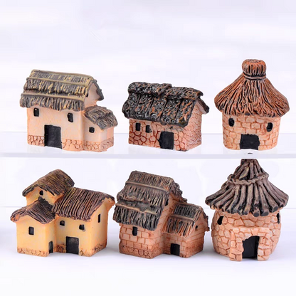 Resin miniature houses 6pcs for outdoor decor