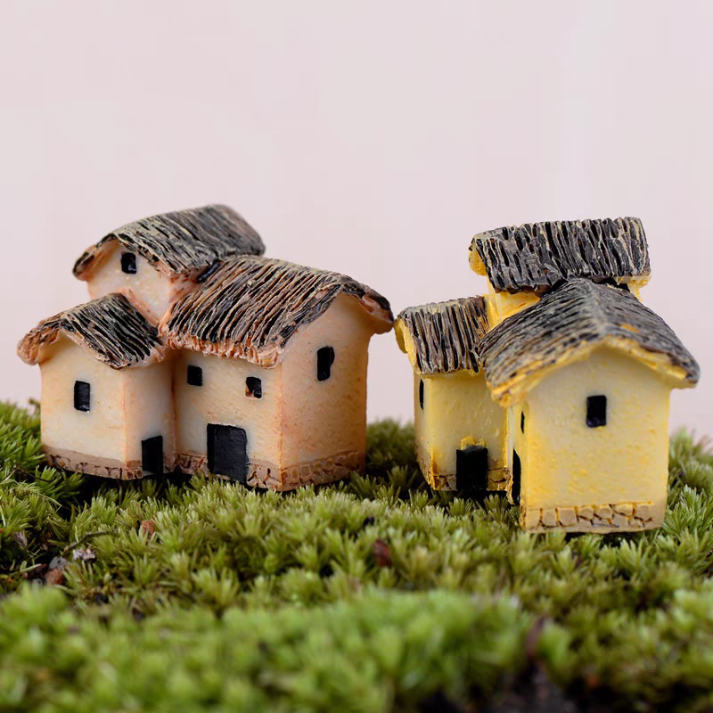 Resin miniature houses 6pcs for outdoor decor